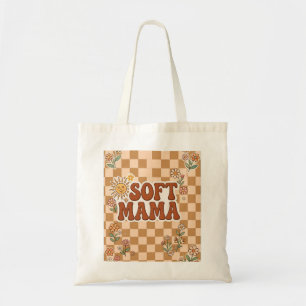 Bolsa Tote Retro Marrom Xadrez Fundo Macio Mama PNG -