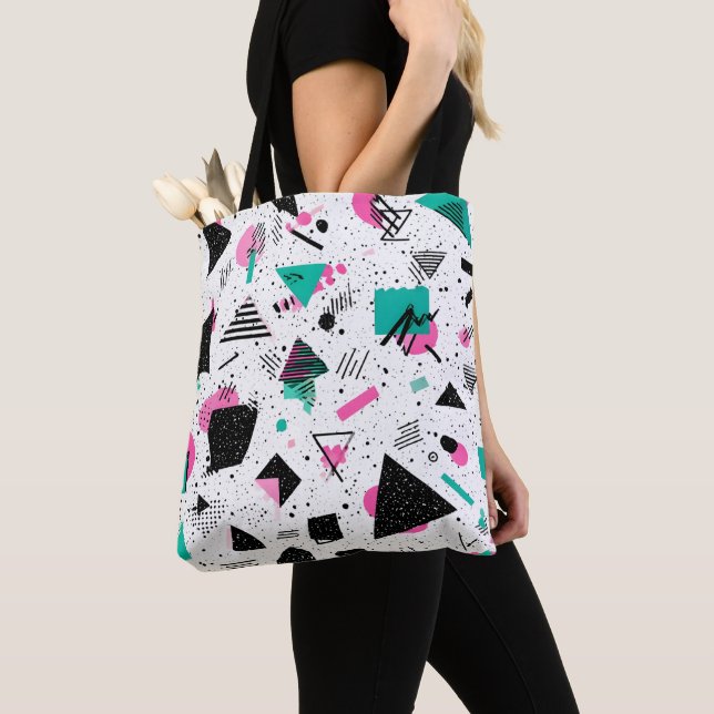 Bolsa Tote Retro Memphis Geometric Pattern (Close Up)