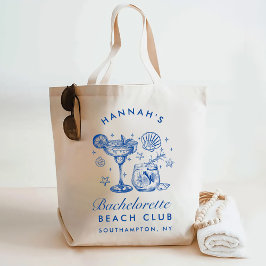 Bolsa Tote Retro Modern Pink & Blue Bachelorette Weekend