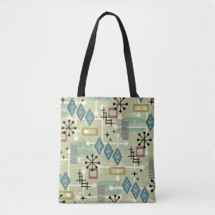 Bolsa Tote Retro Moderno de Meados do Século Abstrato Atômico