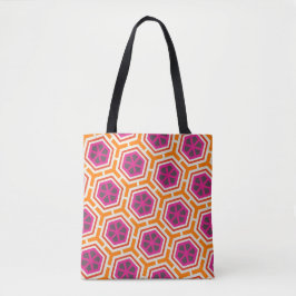 Bolsa Tote Retro Pink and Orange Modern Geometric Pattern