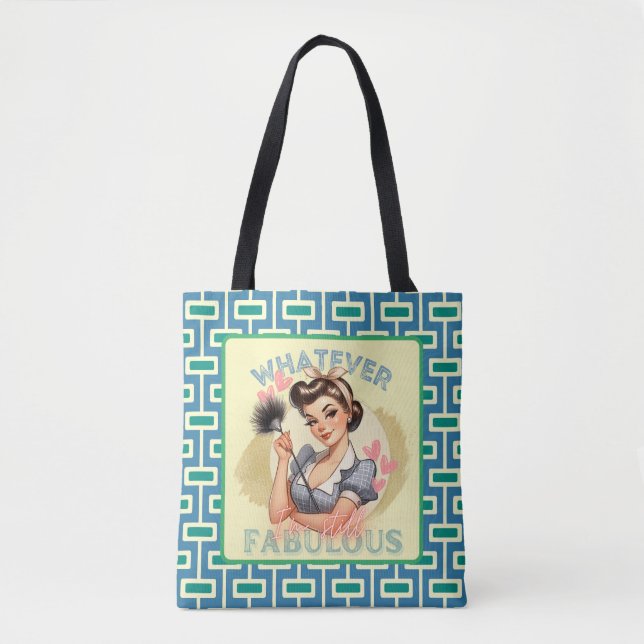 Bolsa Tote Retro Pinup Girl Blue & Green (Frente)