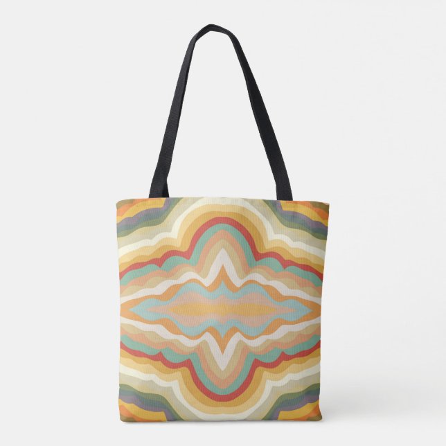 Bolsa Tote Retro Pop Art Abstract Geometric Wavy Pattern (Verso)
