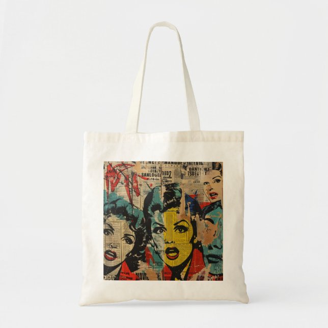 Bolsa Tote Retro Pop Art Collage Tote Bag (Frente)