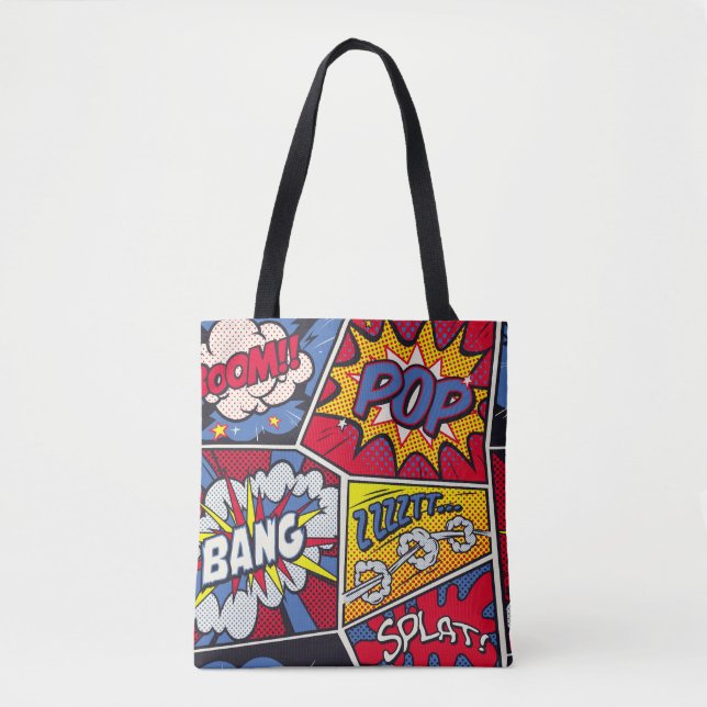 Bolsa Tote Retro pop, desenho de gibis. (Frente)