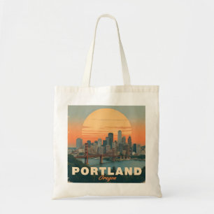 Bolsa Tote Retro Portland Oregon Paisagem Vintage Viagem