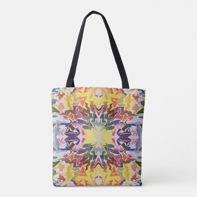 Bolsa Tote Retro Psicodélico Colorido Caleidoscópio Abstrato (Verso)