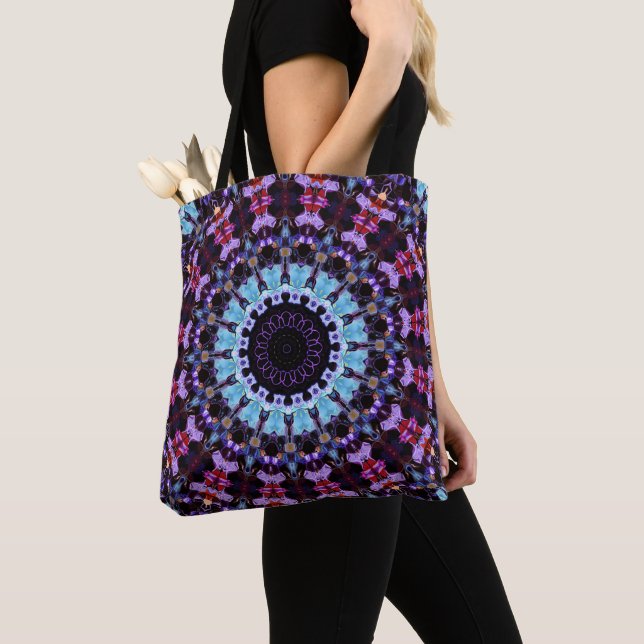 Bolsa Tote Retro Psychedelic Mandala Hippie Boho Tie Dye (Close Up)