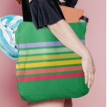 Bolsa Tote Retro Rainbow Stripe Vintage<br><div class="desc">Vintage inspirou stripe; personalize para alterar a cor de fundo ou adicionar texto</div>