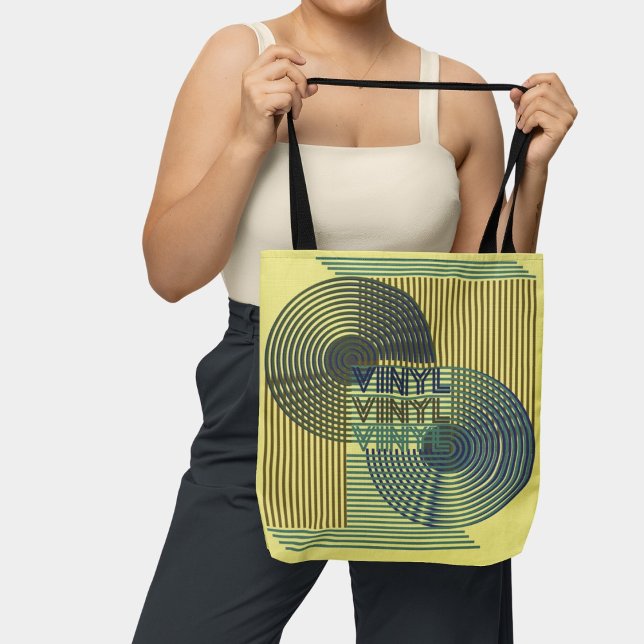 Bolsa Tote Retro Record Meio século Modern Line Art Vinil (Criador carregado)