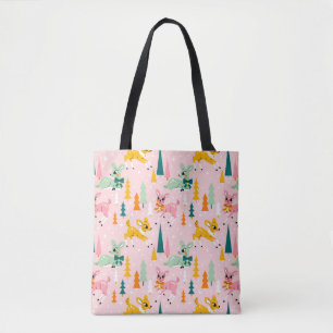 Bolsa Tote Retro Reindeer Wonderland Holiday Patterno