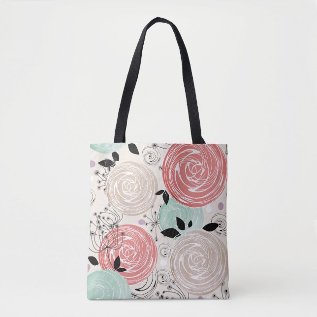 Bolsa Tote Retro, rosas (Frente)