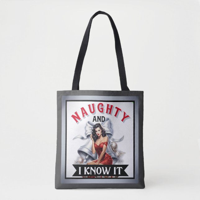 Bolsa Tote Retrô Safadinha e eu sei que é Natal Pin-up (Frente)