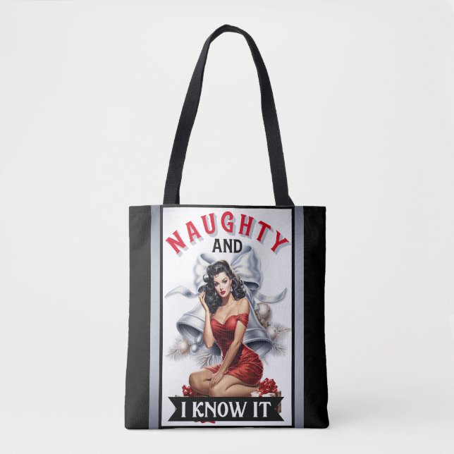 Bolsa Tote Retrô Safadinha e Eu Sei Que É Natal Pin-up (Frente)