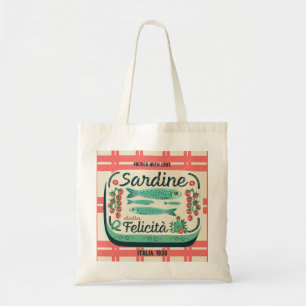 Bolsa Tote Retro Sardine Tomates Itália Canvas Foodie Lovers