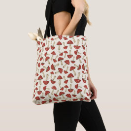 Bolsa Tote Retro Scattered Red Mushrooms - Roomy Cottagecore