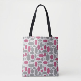 Bolsa Tote retro, sessenta, bolinhas, cinzas e rosa