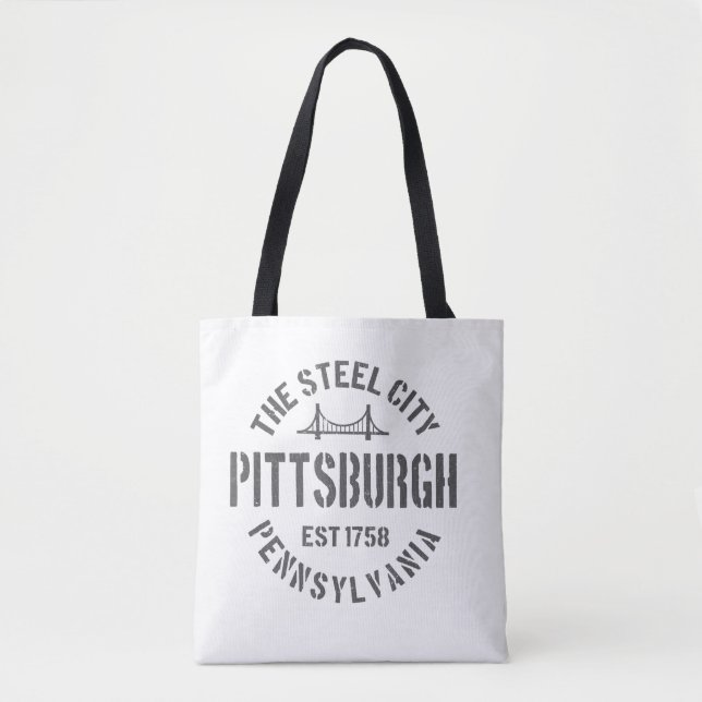 Bolsa Tote Retro Steel City Pittsburgh Pensilvânia Yinz (Frente)