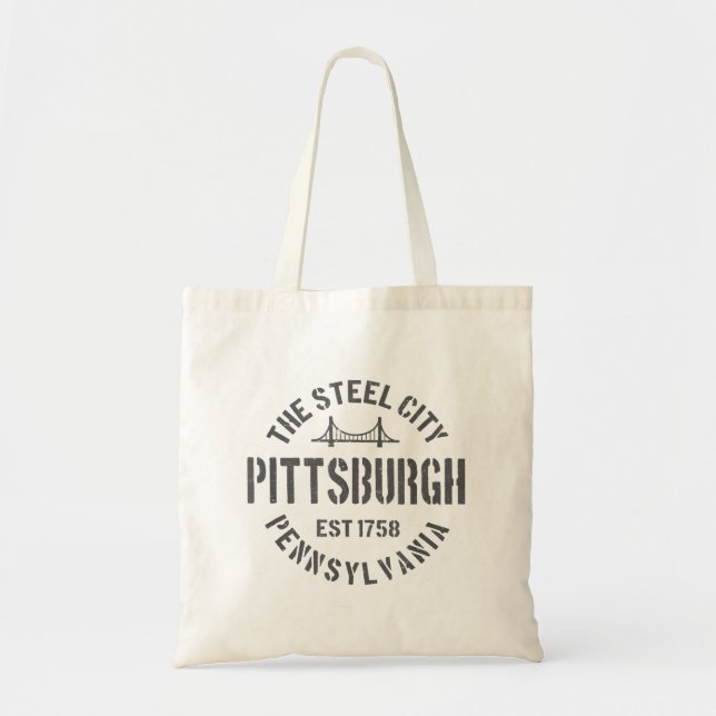 Bolsa Tote Retro Steel City Pittsburgh Pensilvânia Yinz (Frente)