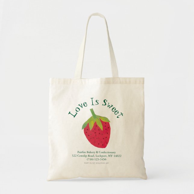Bolsa Tote Retro Strawberry Love é o doce Marketing Boutique (Frente)