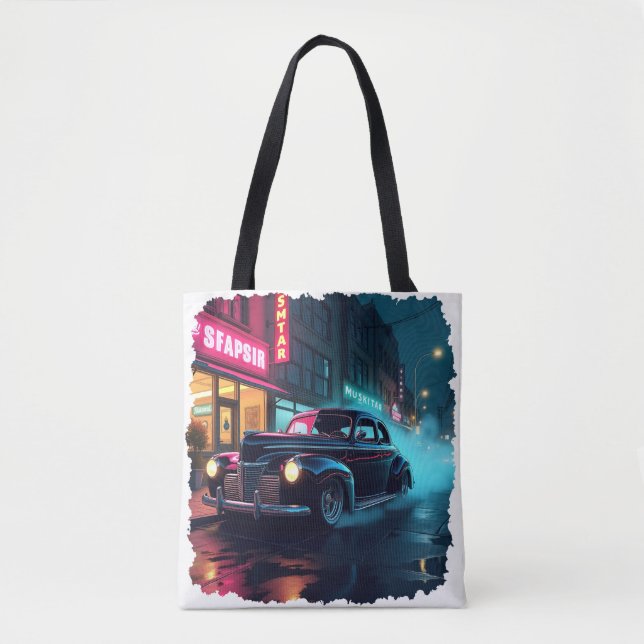 Bolsa Tote  Retro Street Scene Art (Frente)