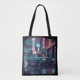 Bolsa Tote Retro Street Scene Art 1940s Classic Car 