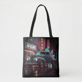 Bolsa Tote Retro Street Scene Art 1940s Classic Car 