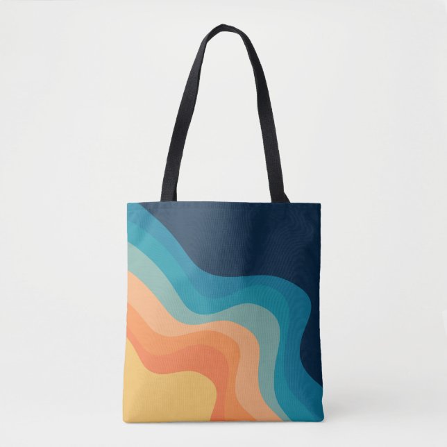 Bolsa Tote Retro style waves decoration (Frente)