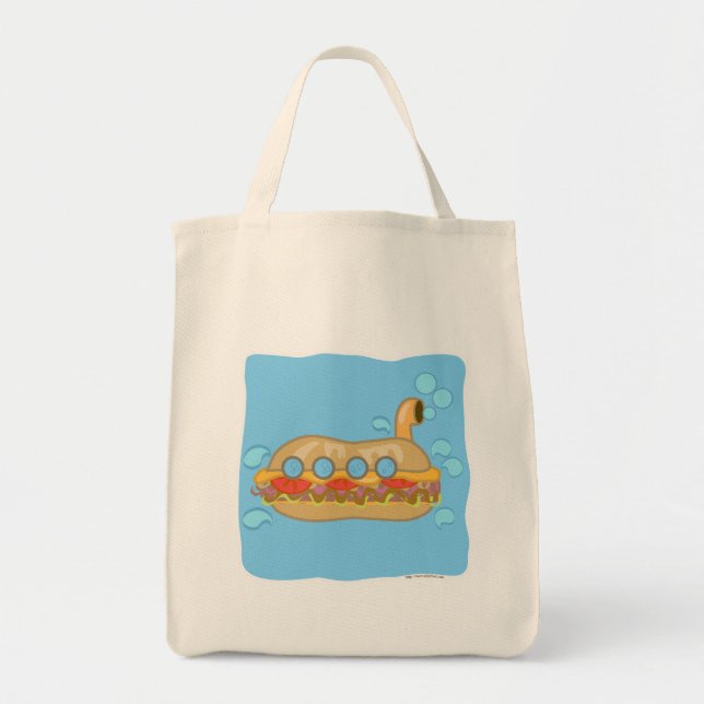 Bolsa Tote Retro Sub Sandwich - Design de Cartoons de Desagra (Frente)