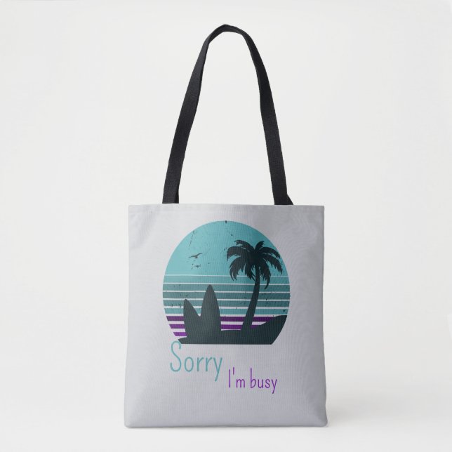 Bolsa Tote Retro Sunset - Desculpe, estou ocupado (Frente)