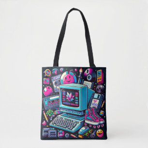 Bolsa Tote Retro Tech Playground: Uma Odisseia Nostálgica Dos