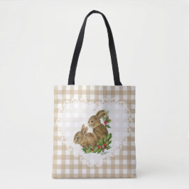Bolsa Tote Retro Vintage Coquette Baby Animais Bunny Gingham