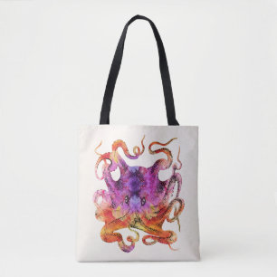 Bolsa Tote Retro Vintage Octopus Tie Dye Watercolor Puro