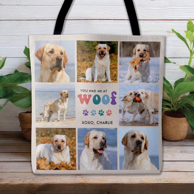 Bolsa Tote Retro Você Me Teve Um Cão Personalizado de Colagem (Criador carregado)
