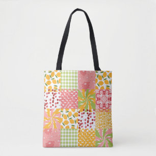 Bolsa Tote Retroativo amarelo, cor-de-rosa e verde