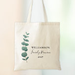 Bolsa Tote Reunião Moderna da Família Eucalyptus Elegante<br><div class="desc">Esta Saco de Tote de Reunião Familiar é decorada com uma na moda de aquarela eucalipto sprig e tipografia elegante. Facilmente personalizável. Use a Ferramenta Design para alterar o tamanho, o estilo ou a cor do texto. Porque nós criamos a nossa trabalho de arte, você não encontrará esta imagem exata...</div>