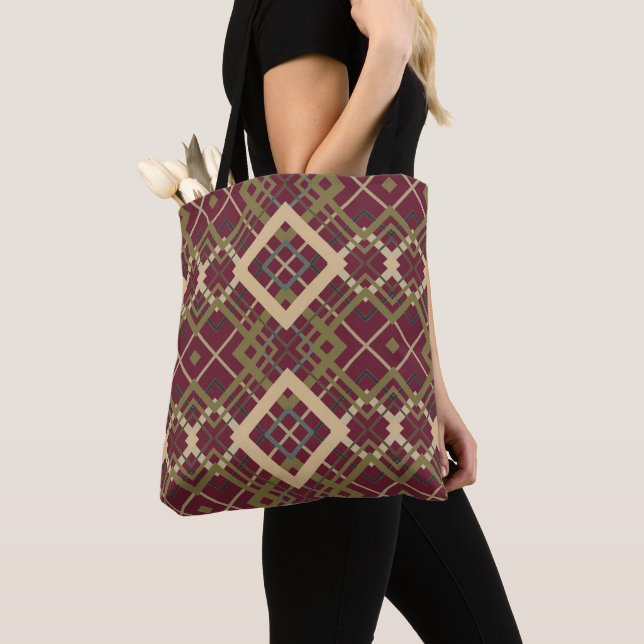 Bolsa Tote Reversible Geometric Diamond Wine Dusty Rose  (Close Up)