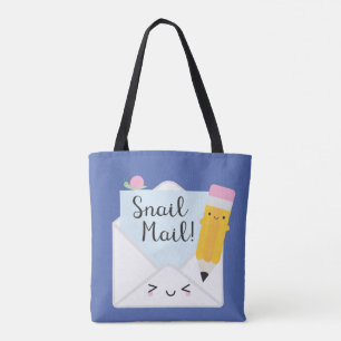 Bolsa Tote Reversível de Correio de Caracol Kawaii