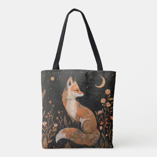 Bolsa Tote Rex Fox na Floresta ao Luar (Verso)