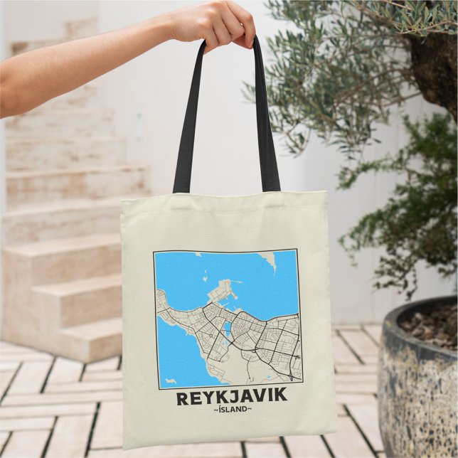 Bolsa Tote Reykjavik, Iceland City Map Tote Bag (Criador carregado)