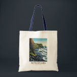 Bolsa Tote Reynisfjara Beach Islândia Viagem Art Vintage<br><div class="desc">Reynisfjara num estilo de arte vetorial. Reynisfjara é uma praia mundialmente famosa de areia negra encontrada na costa sul da Islândia,  ao lado de Vik í Myrdal.</div>