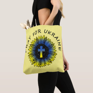 Bolsa Tote Reze pela Ucrânia, Girassol e Cruz