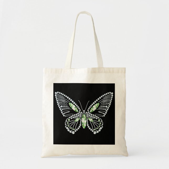 Bolsa Tote Rhinestone Butterfly Tote Bag Diamantes Design (Frente)