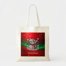 Bolsa Tote Rhinestones Snowman Holiday Tote Bag