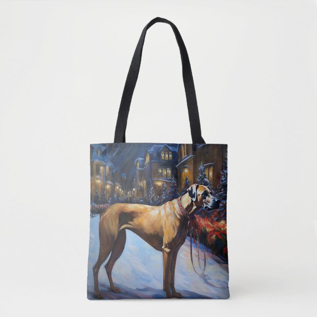 Bolsa Tote Rhodesian Ridgeback Temporada Festiva de Natal (Frente)