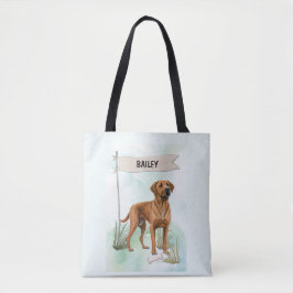 Bolsa Tote Rhodesian Ridgeback Watercolor Personalized Dog