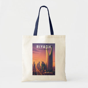 Bolsa Tote Riad Ilustração Viagem Arte Retro Arábia Saudita