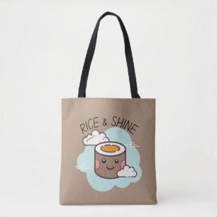 Bolsa Tote Rice e Shine Kawaii Sushi, saco de toques