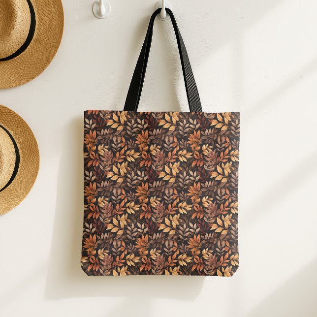 Bolsa Tote Rich Brown Golden Rustic Burnt Orange Fall Leaf (Criador carregado)
