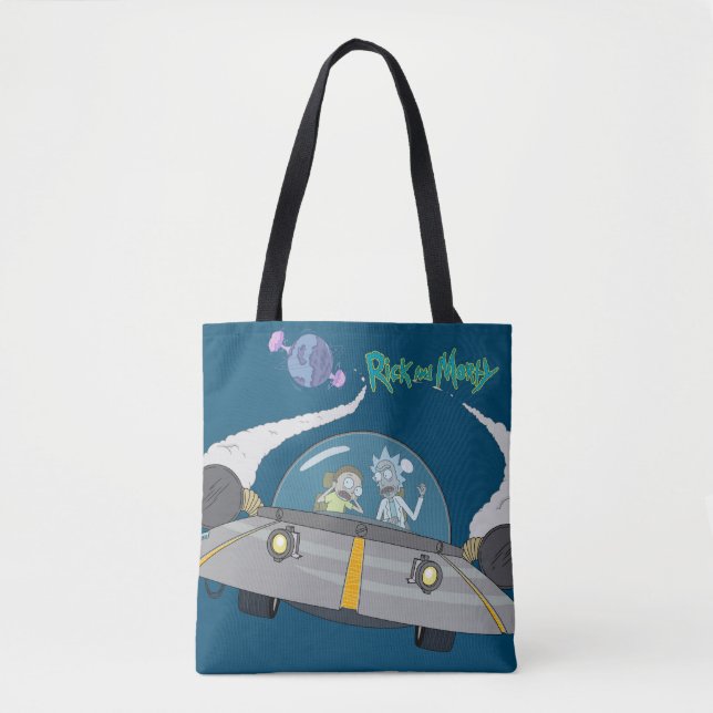 Bolsa Tote RICK E MORTY™| Desembarque Em Navio Espacial (Frente)